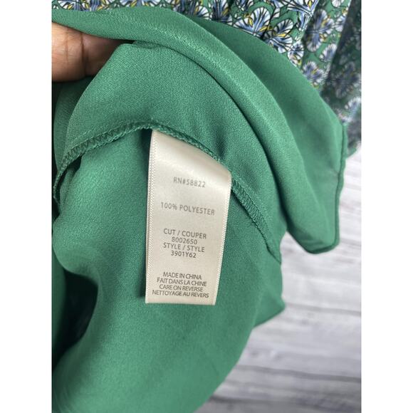 Max Studio Dress Women's Small Green Boho Floral Ruffle Long Sleeve Tiered NWT - Picture 7 of 10